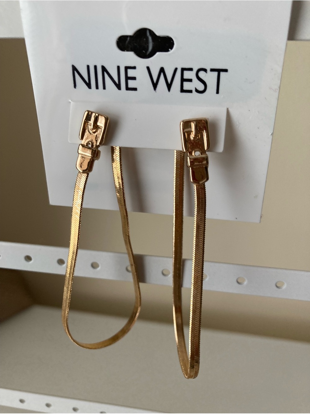 Nine West Rose Gold Flat Chain Drop Earrings